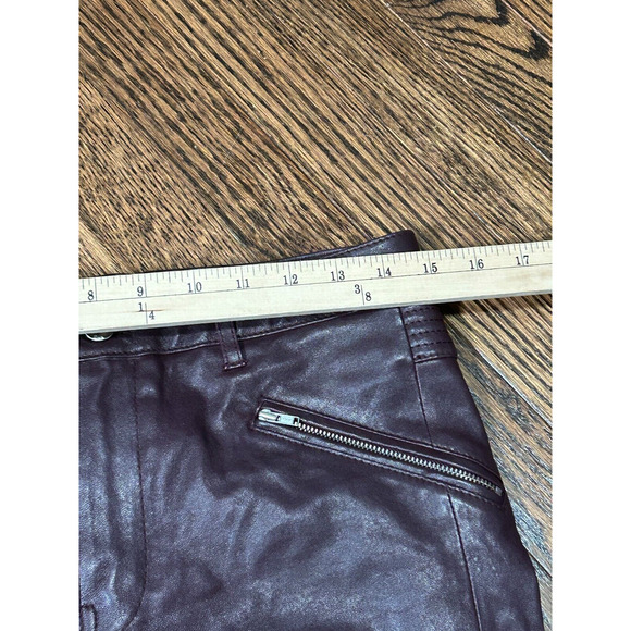 BLK DNM Women's Dark Violet Mid Rise Slim Fit Leather Skinny Ankle Pants Size 28 - Picture 10 of 10